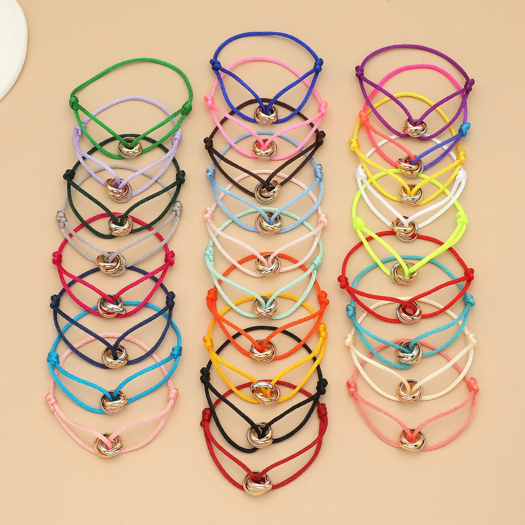 Bracelet Réglable Unisexe – Corde & Métal Doré | Bijou Minimaliste