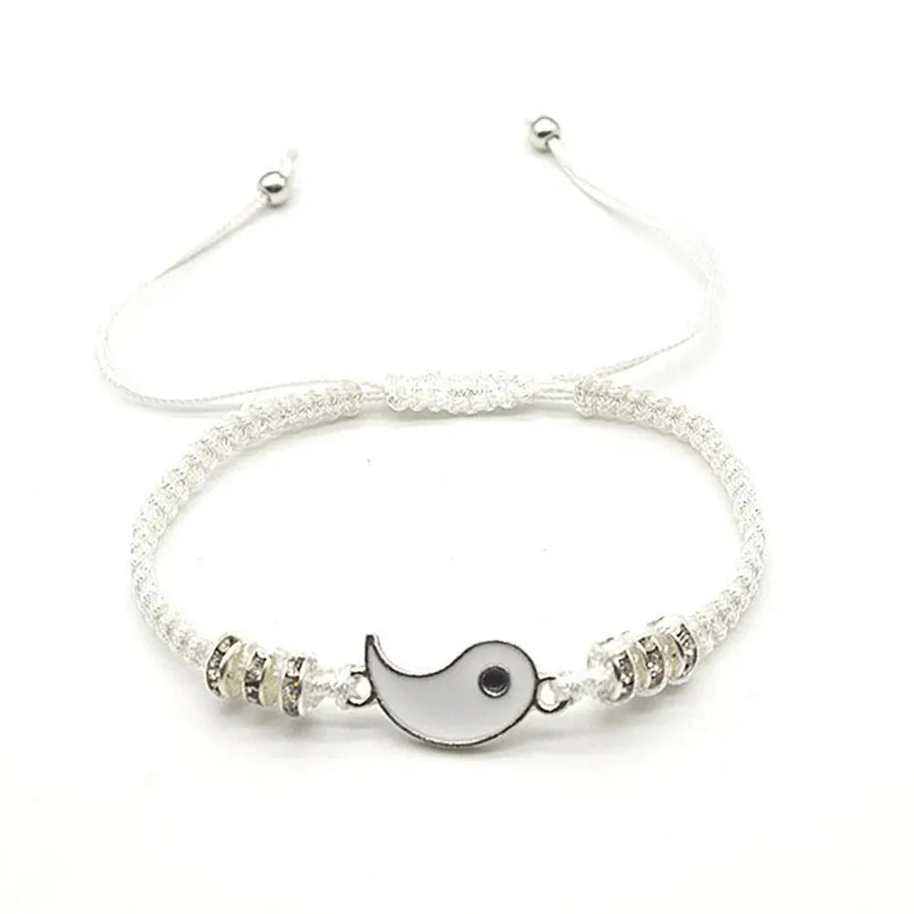 Set Duo Bracelets Couple Yin & Yang – Corde Réglable Noir & Blanc