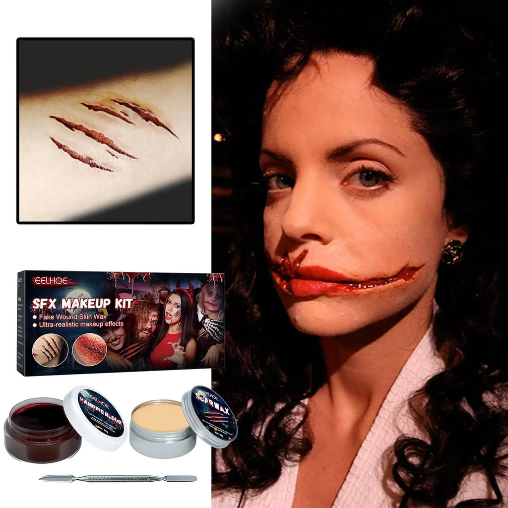 Kit Maquillage Halloween Professionnel - Effets Spéciaux Cicatrices & Faux Sang - NovaPick