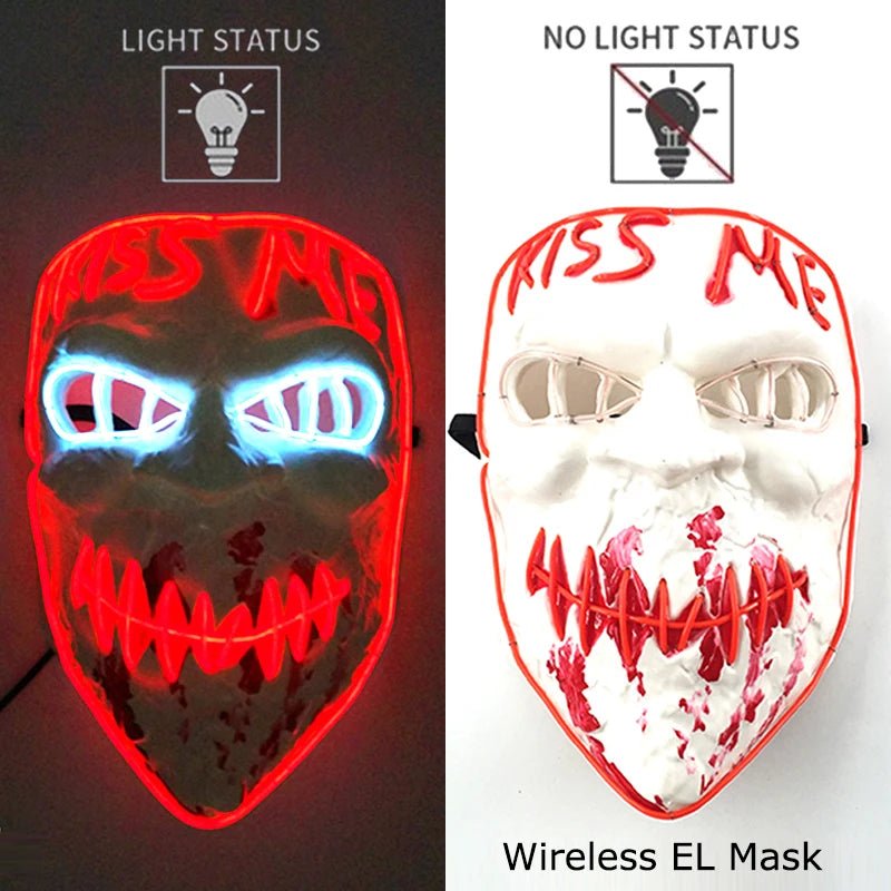Masque LED Néon Lumineux Halloween - Sans Fil, 10 Couleurs - NovaPick