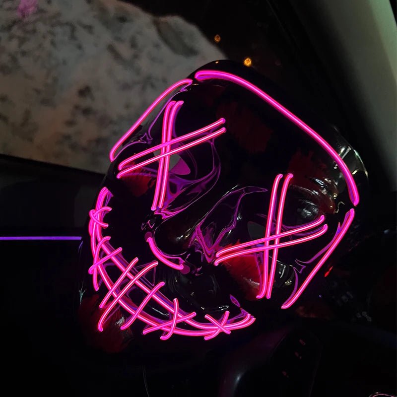 Masque LED Néon Lumineux Halloween - Sans Fil, 10 Couleurs - NovaPick