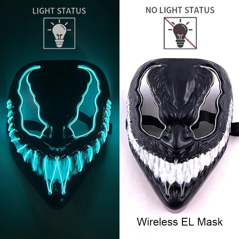 Masque LED Néon Lumineux Halloween - Sans Fil, 10 Couleurs - NovaPick