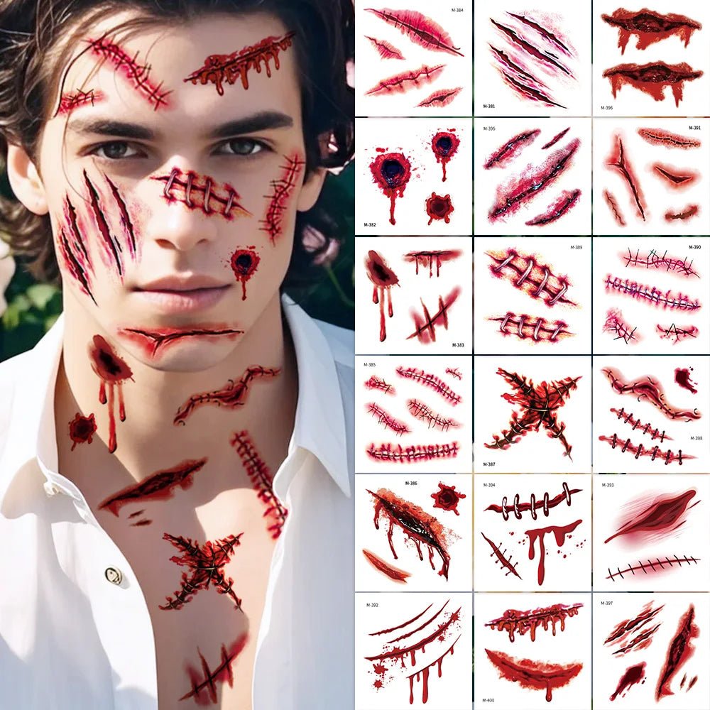 Tatouages Cicatrices 3D Réalistes Halloween - Waterproof (x20) - NovaPick