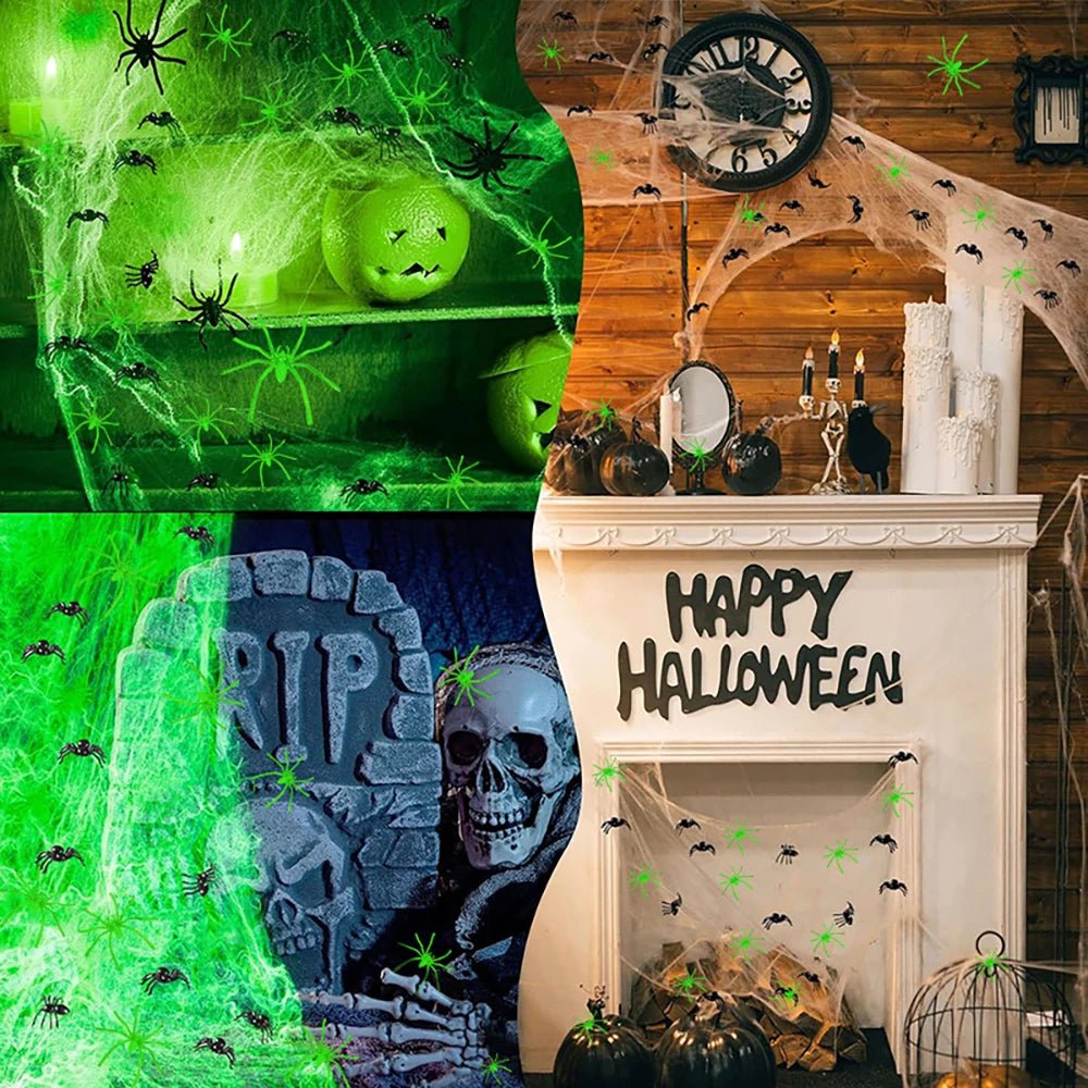 Toile d'Araignée Phosphorescente Halloween - Déco Extérieure - NovaPick